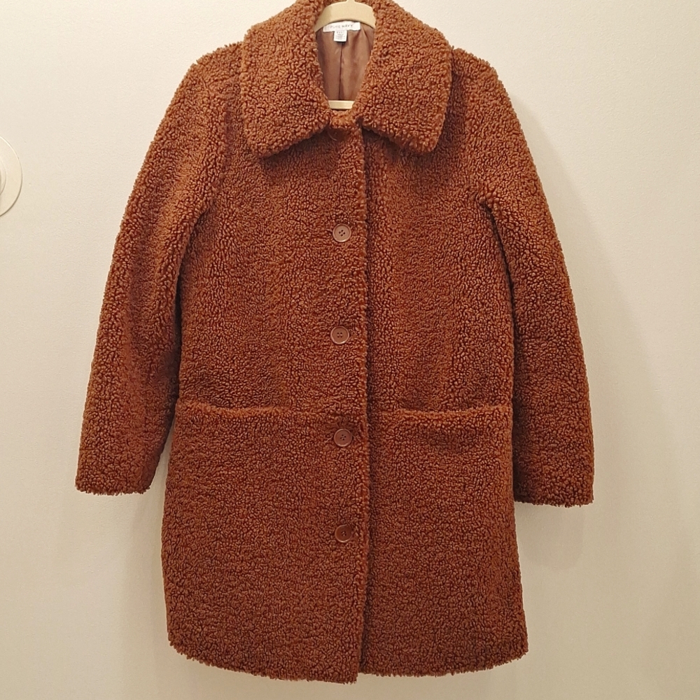 Pure Navy Faux Fur Teddy Coat Size M Brown.